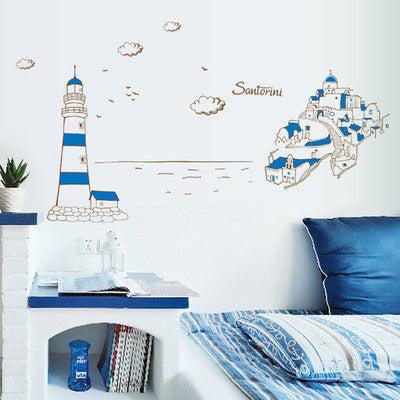 Blue harbor TV setting wall PVC three generations of wall stickers on the wall SM6