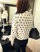 Blusas Feminina Fashion 2016 New Women Chiffon Blouses Lapel Collar LongSleeve Love Heart Print Blouse Shirts Sweet Casual Tops SM6
