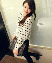 Blusas Feminina Fashion 2016 New Women Chiffon Blouses Lapel Collar LongSleeve Love Heart Print Blouse Shirts Sweet Casual Tops SM6