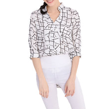 Blusas Femininas Women Blouses Contrast Pattern Asymmetric Hem Stand Collar Casual Shirts Women Tops Plus Size S-XXL SM6