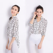 Blusas Femininas Women Blouses Contrast Pattern Asymmetric Hem Stand Collar Casual Shirts Women Tops Plus Size S-XXL SM6