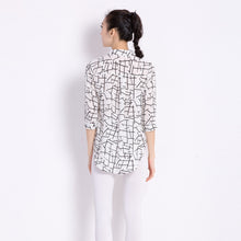 Blusas Femininas Women Blouses Contrast Pattern Asymmetric Hem Stand Collar Casual Shirts Women Tops Plus Size S-XXL SM6