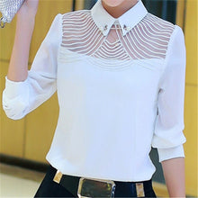 Blusas femininas Casual Women Hollow Out Blouses Long Sleeve Tops Autumn OL Turn-down Lace Print Shirts with Pearl Button 71766 SM6
