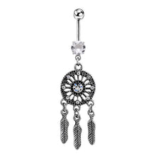 Body Jewelry Crystal Gem Dream Catcher Navel Dangle Belly Barbell Button Bar Ring Body piercing Art SM6