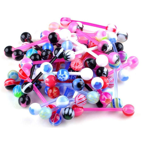Body Jewelry Piercing Classic Barbell Tongue Piercing Mixed Ball Tongue Navel Nipple Barbell Rings Bars SM6
