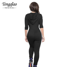 Bodycon Sport Jumpsuit  Good Stretch Hooded Black Sexy One Piece Outfits Long Pants Fitness Sports Suits Overalls SM6