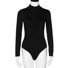Bodysuits Women  Turtleneck Long Sleeve Black White Bodycon Overalls Rompers Womens Slim Bodysuit combinaison femme &23 SM6