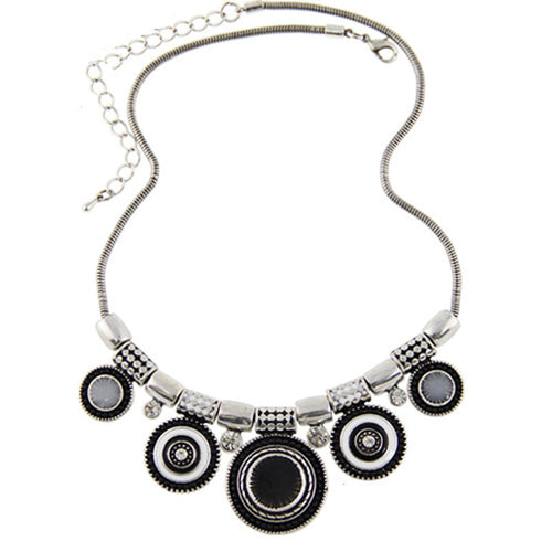 Boheman Style Statement Choker Necklace Women Jewelry Ethnic Collar Retro Silver Plated Colorful Pendant Necklaces SM6
