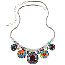 Boheman Style Statement Choker Necklace Women Jewelry Ethnic Collar Retro Silver Plated Colorful Pendant Necklaces SM6