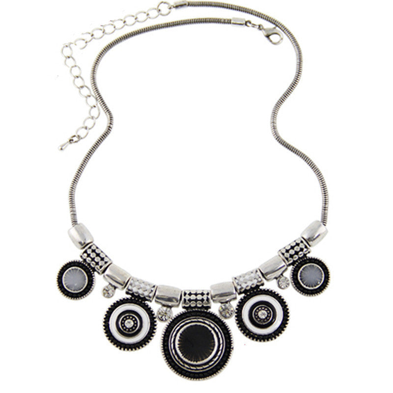 Boheman Style Statement Choker Necklace Women Jewelry Ethnic Collar Retro Silver Plated Colorful Pendant Necklaces SM6