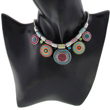 Boheman Style Statement Choker Necklace Women Jewelry Ethnic Collar Retro Silver Plated Colorful Pendant Necklaces SM6