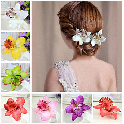 Bohemia Style Bridal Flower Orchid Leopard Hair Clip Beauty Hairpins Barrette Wedding Decoration Hair Accessories Beach Hairwear SM6
