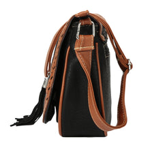 Bohemia Women PU Leather Crossbody Bag Tassel Hollow Out Cover Messenger Bags Zipper Casual Vintage Small Shoulder Bags Black SM6