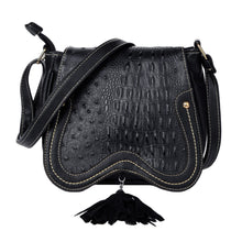 Bohemia Women PU Leather Crossbody Bag Tassel Hollow Out Cover Messenger Bags Zipper Casual Vintage Small Shoulder Bags Black SM6