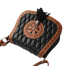 Bohemia Women PU Leather Crossbody Bag Tassel Hollow Out Cover Messenger Bags Zipper Casual Vintage Small Shoulder Bags Black SM6