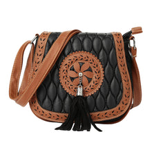 Bohemia Women PU Leather Crossbody Bag Tassel Hollow Out Cover Messenger Bags Zipper Casual Vintage Small Shoulder Bags Black SM6