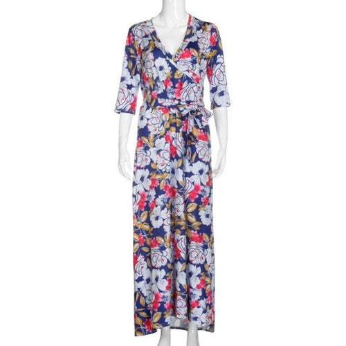 Bohemian Long  Dresses For Women  Vintage Floral Print Beach Ladies Sleeveless Multicolor Maxi Dress vestidos #418 SM6