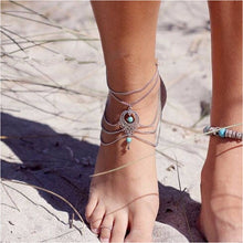 Boho Ethnic Turquoise Beads Barefoot S al Anklet Chic Multilayer Tassel Foot Chain Anklet Bracelet Body Jewelry For Women SM6