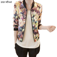 Bomber Jacket Long Sleeves Baseball Jacket Autumn Coat 2017 Flower Printing Fashion Leisure Women Stand Collar Blusas Mujer#B813 SM6