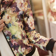 Bomber Jacket Long Sleeves Baseball Jacket Autumn Coat 2017 Flower Printing Fashion Leisure Women Stand Collar Blusas Mujer#B813 SM6