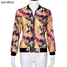 Bomber Jacket Long Sleeves Baseball Jacket Autumn Coat 2017 Flower Printing Fashion Leisure Women Stand Collar Blusas Mujer#B813 SM6