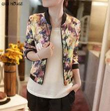 Bomber Jacket Long Sleeves Baseball Jacket Autumn Coat 2017 Flower Printing Fashion Leisure Women Stand Collar Blusas Mujer#B813 SM6
