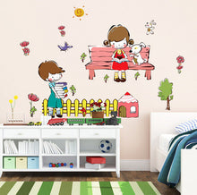 Boys and girls learn companions Removable wall stickers PVC transparent film SM6