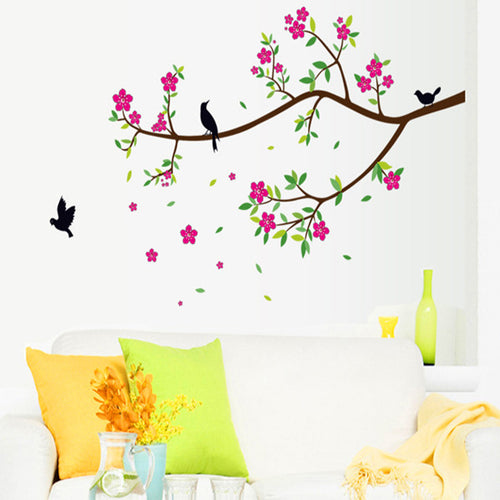 Branches of flowers birds sitting room background can remove wall household adornment wall stickers SM6