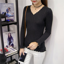 Brand New Autumn Winter Patchwork Female Sweater Plus Size Thin Knitted Long Sleeve V-neck Pullovers Hot  71784 SM6