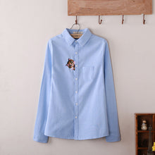 Brand New Cat Print Blouse Embroidery Blusas Femininas Long Sleeve Turn Down Collar Casual Fashion Work Shirts With Button 70020 SM6
