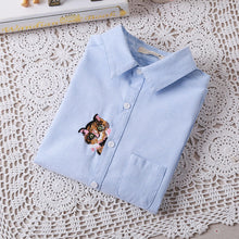 Brand New Cat Print Blouse Embroidery Blusas Femininas Long Sleeve Turn Down Collar Casual Fashion Work Shirts With Button 70020 SM6