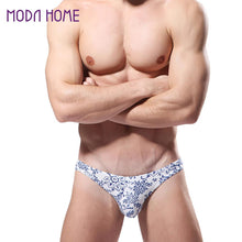 Cotton Men Briefs Floral Print Elastic Low Waist Pouch Bikini Panties Underpant Sexy Men Underwear Slip Homme Gay Sexy SM6
