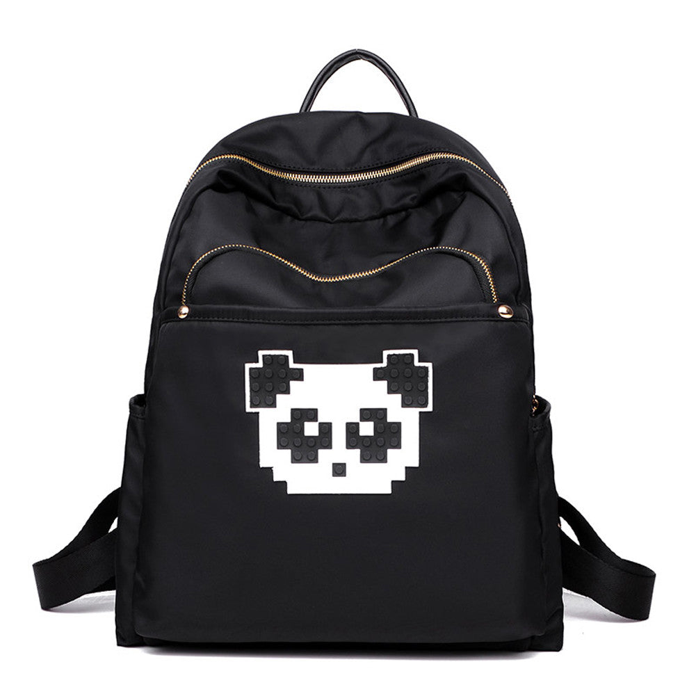 Women Backpack Waterproof School Bag Panda Applique Zipper Casual Rucksack Cute Girls Travel Bag Mochilas Mujer  SM6