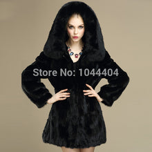 Brand Luxury Women Rabbit Fur Coat Fox Fur Collar Hooded Long Jacket Parka SM6