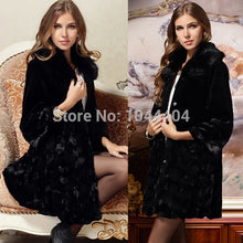 Brand Womens Jacket Fox Fur Collar Outerwear Long Parka Long Sleeve Coat Overcoat SM6