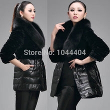 Brand newLuxury Women Jacket Fox Faux Fur Leather Outerwear Long Sleeve Coat andSM6