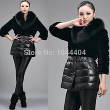 Brand newLuxury Women Jacket Fox Faux Fur Leather Outerwear Long Sleeve Coat andSM6