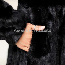 Brand newWarm Women Luxury Mink Fur Sleeve Long Coat Jacket Outwear Fur Collar UK8-16 SM6