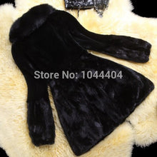 Brand newWarm Women Luxury Mink Fur Sleeve Long Coat Jacket Outwear Fur Collar UK8-16 SM6