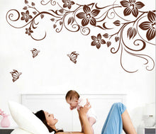 Brown flower vine DIY Vinyl Wall Stickers Home Decor Art Decals 3D Wallpaper Bedroom Sofa house decoration adesivo de parede SM6