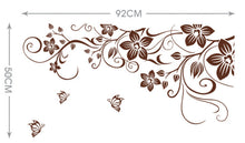 Brown flower vine DIY Vinyl Wall Stickers Home Decor Art Decals 3D Wallpaper Bedroom Sofa house decoration adesivo de parede SM6