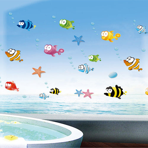 Bubble fish bathroom toilet background decoration Three generations of removable wall stickers SM6