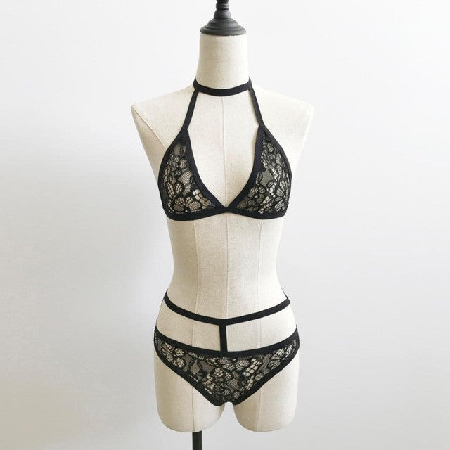Bustier Crop Top Halter Lace Floral Hollow Out Sexy Lingerie Set Bandage Corset Breathable Tank Tops Lace Bralette#121 SM6