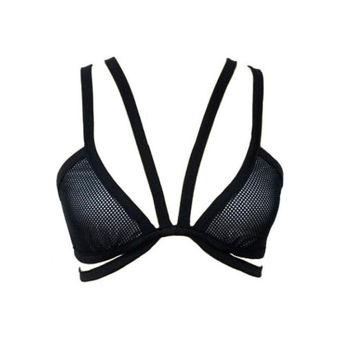 Bustier Crop Top Sexy Mesh Cross Bandage Hollow Out Strappy Bra Bralette Bralet Bustier Bra Crop Tops Bra #B808 SM6