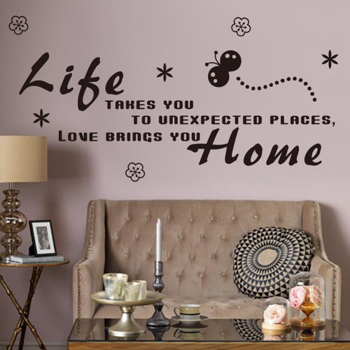 Butterfly Letter Love Brings You Home Room Decor Decals Vinyl Wall Sticker SM6