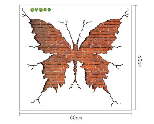 Butterfly Shape Broken Wall Brick wall stickers Living room Bedroom Home decor Wall Decals Art Poster 3d effect Decoration SM6