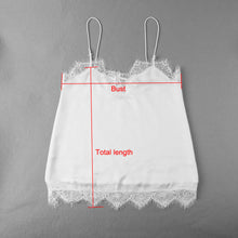 Camisas Femininas Sexy Womens Lace Trim Chiffon Vest Spaghetti Strap White Camisole Deep V-Neck Sleeveless Lined Tank Top SM6