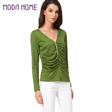 Camisas Femininas Long Sleeve Tshirt Women T Shirt Tops Poleras De Mujer Zip Ruched T-shirt Blusa Tee Shirt  SM6