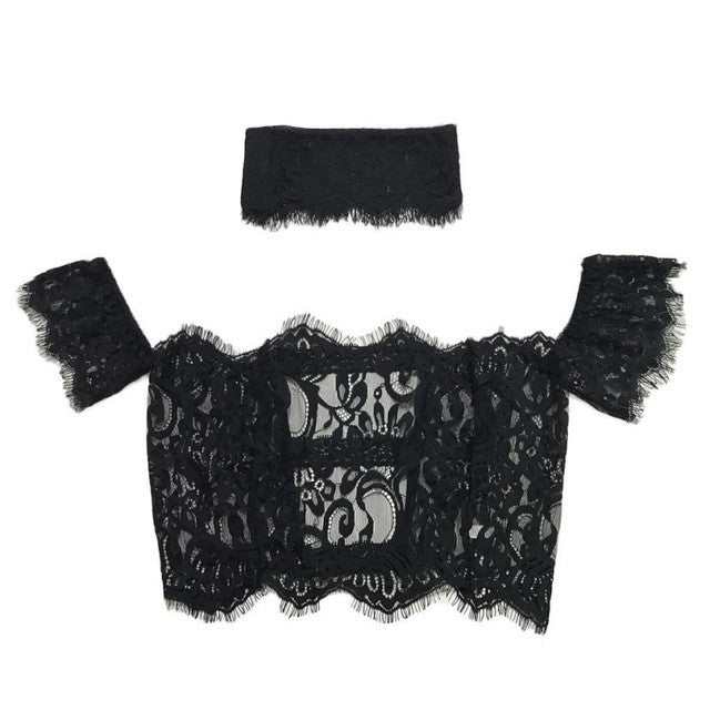 Camisas Mujer   Short Sleeeve Blouses Women Sexy Floral Sheer Lace Tops Choker Neck Off Shoulder Ladies blouses #63 SM6