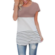 Camisetas Mujer  New Women Short Sleeve T-Shirt Striped Lace Splice Casual Long Style Tee Tops Female T Shirt Women #63 SM6